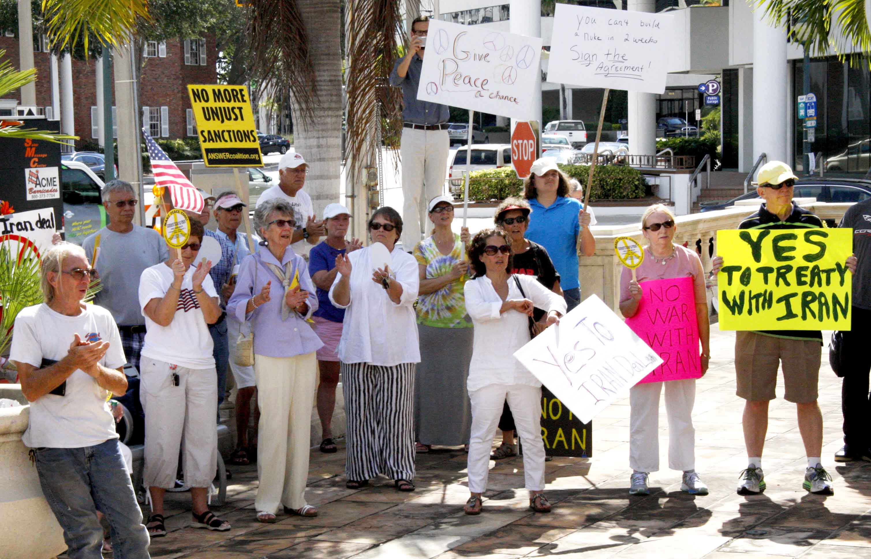 Peacemongers in Sarasota, Florida at the office of US Rep. Vern Buchanan