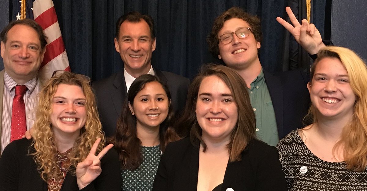 Student organizers from Peace Action New York State meeting with with Rep. Tom Suozzi (D-NY)